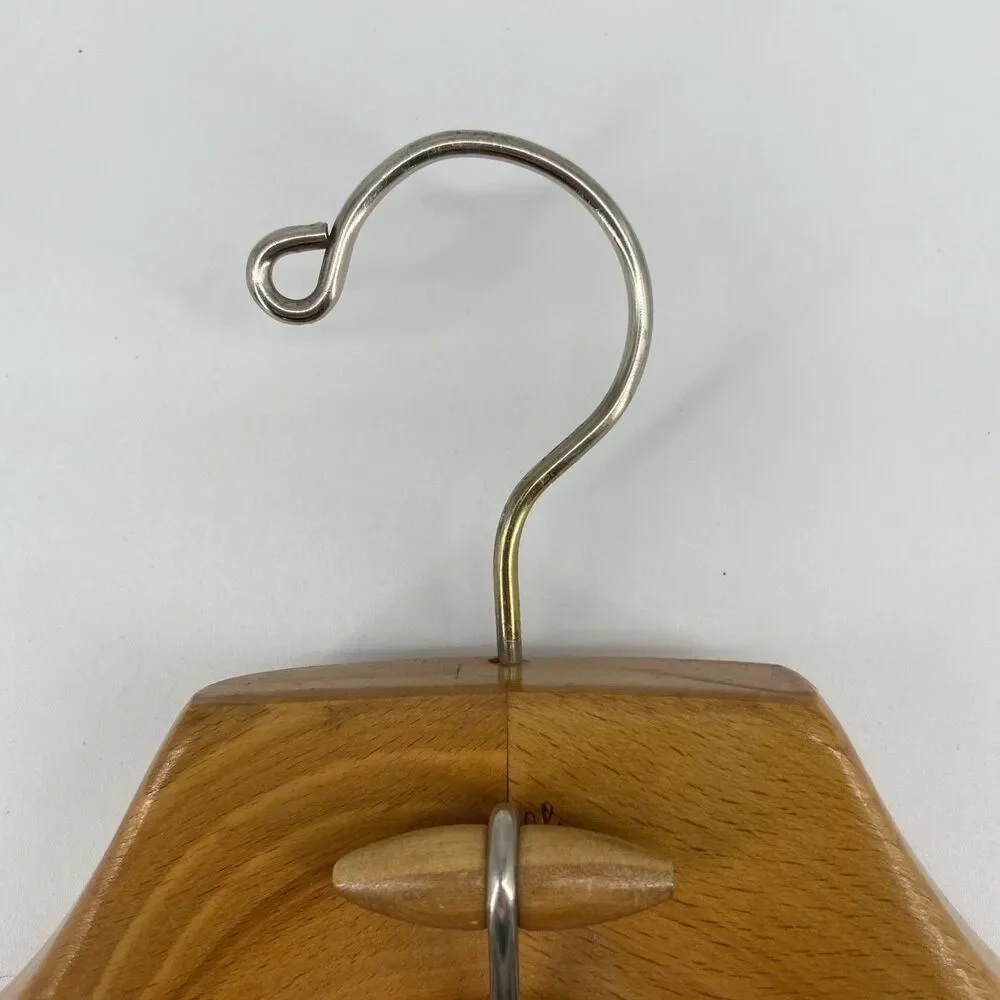 Vintage SETWELL Wooden French Collar Deluxe Suit Hanger with Pant Clamp 17.5
